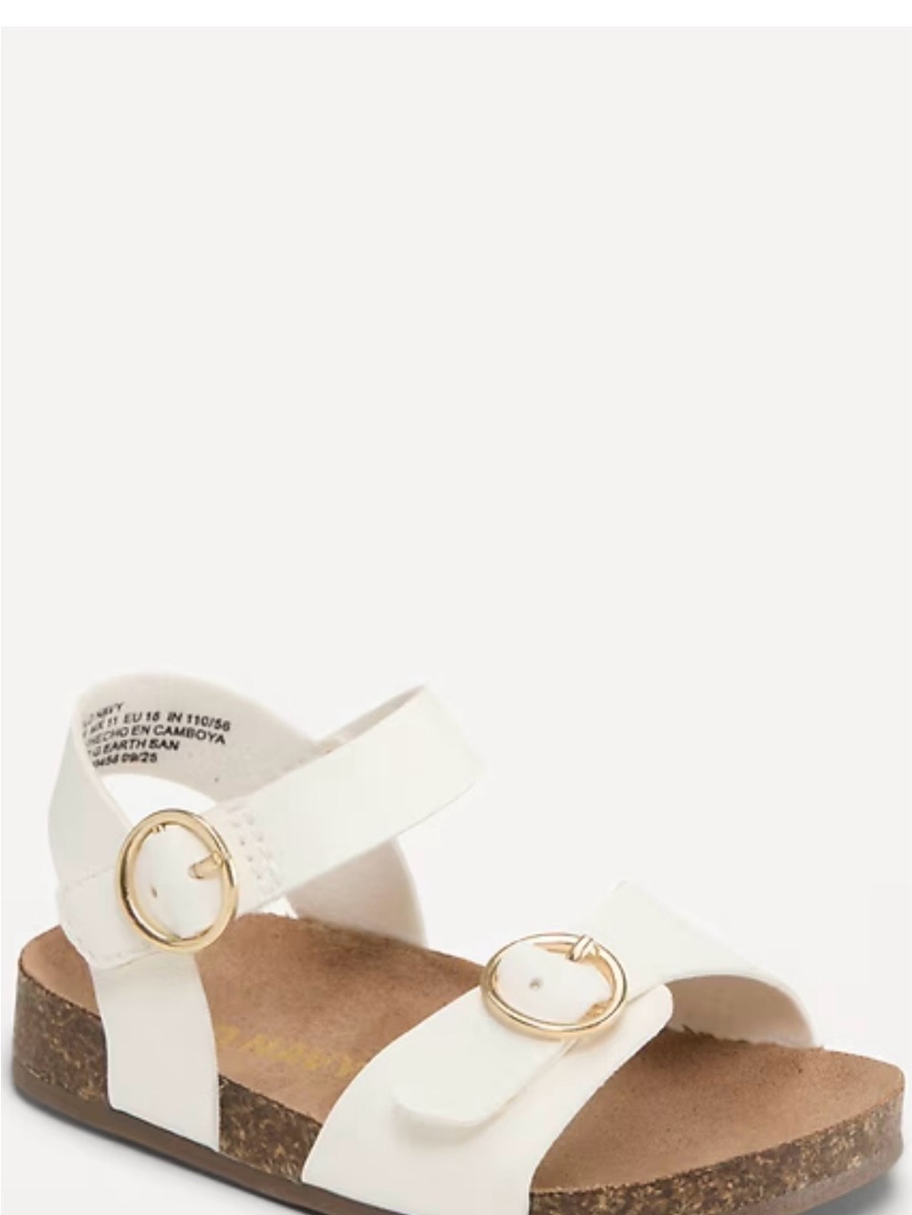Old Navy White Cork Footbed Kids Sandals with Gold Accent Size 12-18M - Picture 3 of 10